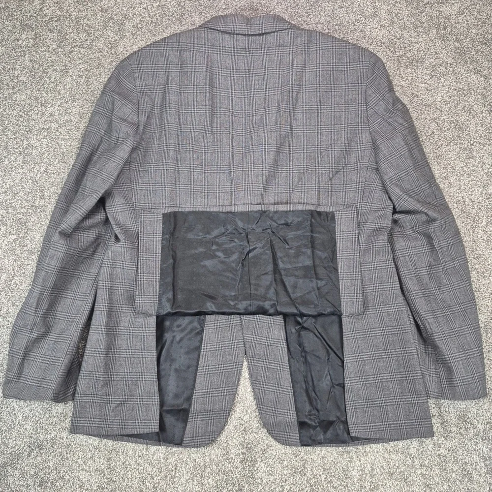 Banana Republic Heritage Blazer Mens 44R Gray Windowpane Plaid Italian Wool